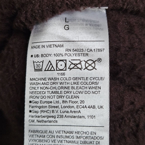 Old Navy Sz L Oversized Slouchy Cozy Dark Brown Sherpa Fleece  Zipper Jacket - Picture 7 of 16